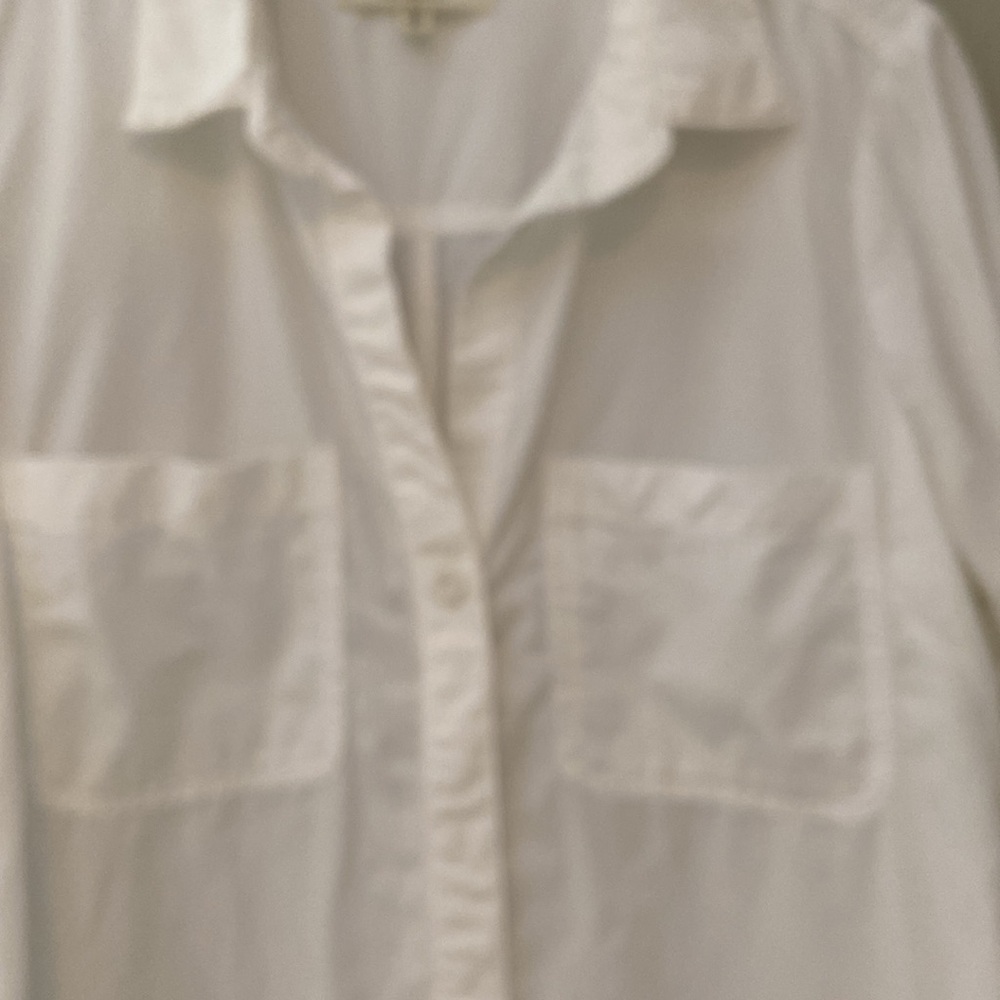 Side Stitch Los Angeles Button Front White Tunic with Roll Tab Sleeve Size XS - Picture 5 of 10
